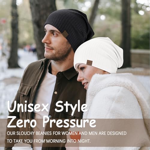 Slouchy Beanie for Men Women Soft Lightweight Running Beanie Hat Chemo Cap Skull Cap
