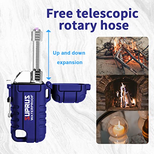 SUPRUS Blue Waterproof Windproof Arc Plasma Lighter USB-C Rechargeable Outdoor Camping Kitchen