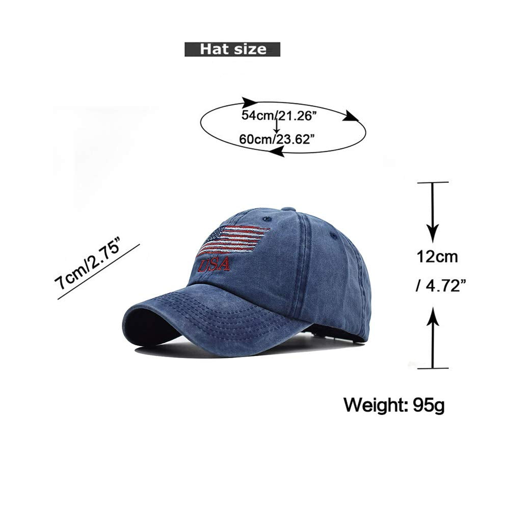 Washed American Flag Baseball Cap Retro Adjustable Sun Dad Gift Hats for Men Women Fashion Trucker Cap Unisex Navy