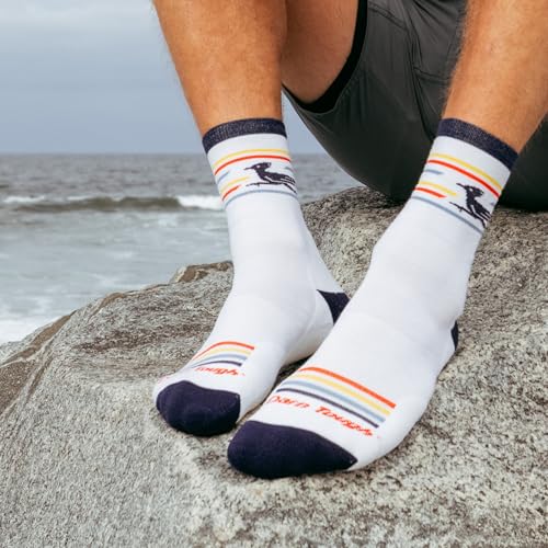 Men's Micro Crew Lightweight Cushioned Socks Large White - Darn Tough