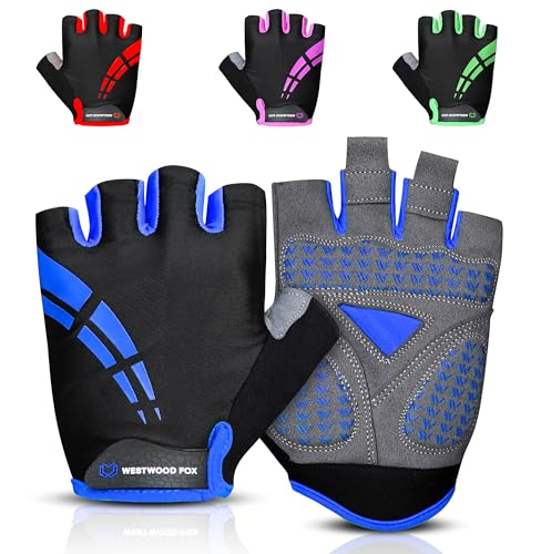 Unisex Gel Padded Cycling Gloves Blue X-Large - Breathable & Anti-Slip