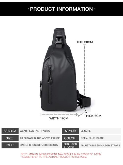 YWOTF Lightweight Sling Bag Waterproof crossbody Sling Backpack bag Cycling and hiking with USB charging port for Men Women (Grey)