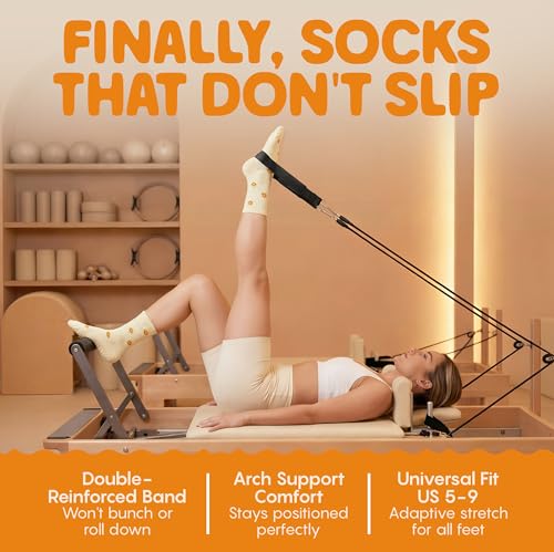 Pilates Socks with Grips for Women Non Slip US 6-10 Smiley Faces - Cute Fitness Socks
