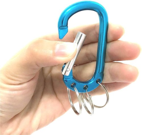 Mallofusa Aluminum D-Shaped Carabiner Buckle With 3 Keychian Clip Spring Carabiner Hook Snap Key Chain