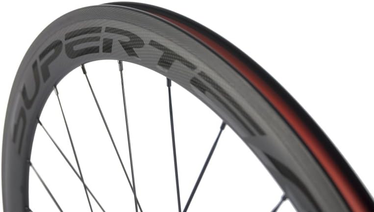 Superteam Carbon Fiber Road Bike Wheels 700C Clincher Wheelset 50mm Matte 23 Width (Transparent Decal)