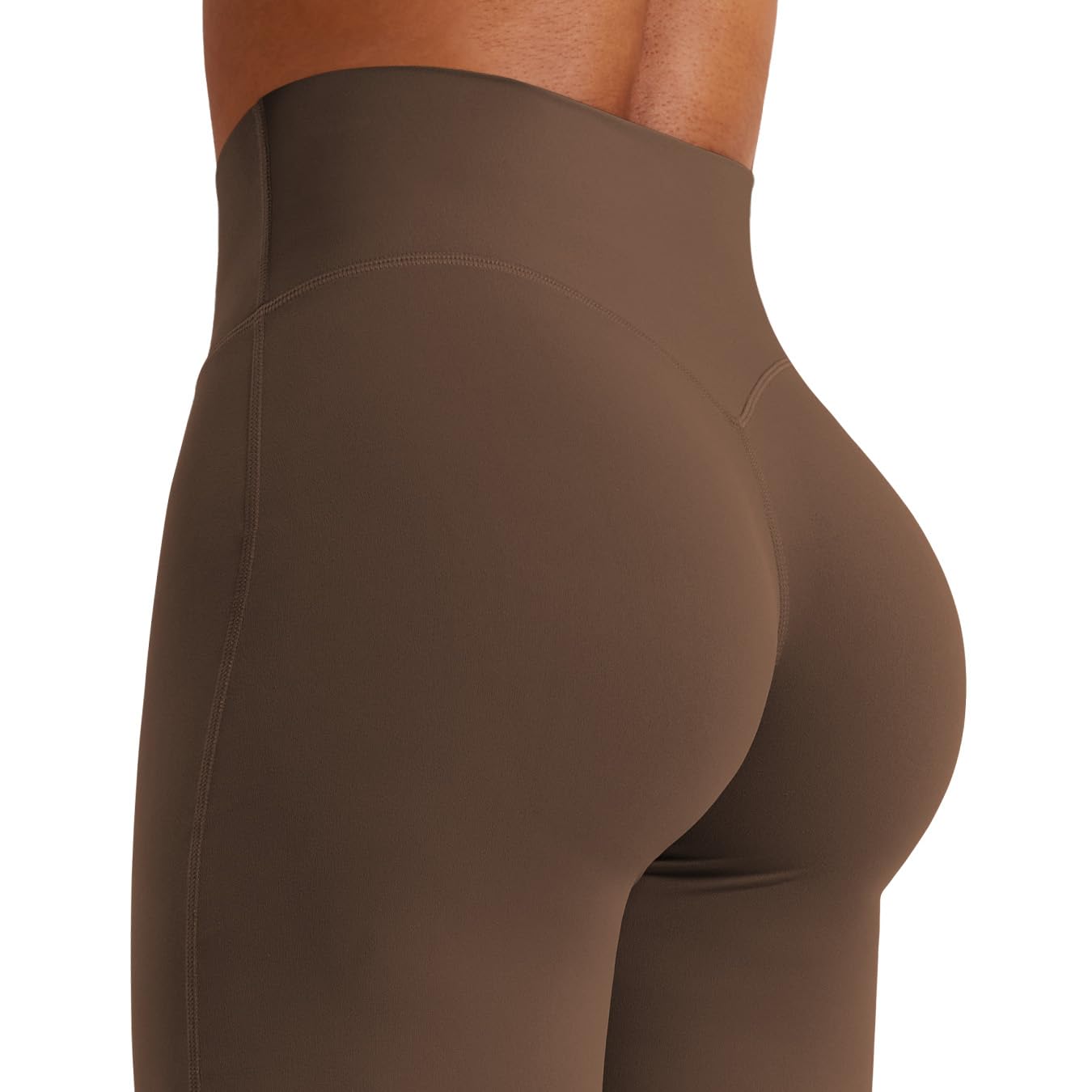 YEOREO Workout Leggings Womens No Front Seam Straight Leggings 31.5" Thin Fleece High Waist Buttery Eddiy Gym Yoga Pants Brown M