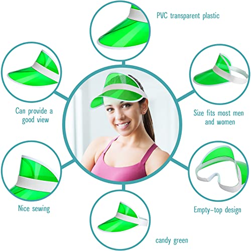 Golf Visors Pack of 10 - Green Plastic Sun Hats for Poker, Outdoor & Sports