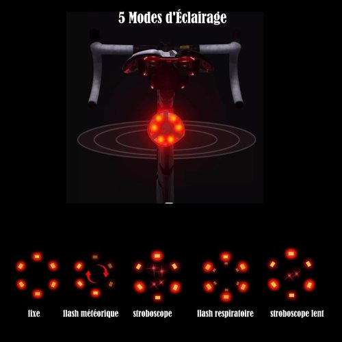 Bike Tail Light 2 Pack, USB Rechargeable LED Bicycle Tail Light Bright Bicycle Rear Cycling Safety Flashlight, 5 Light Mode Options for Adults Kids Men Women Road Mountain(Red Blue)