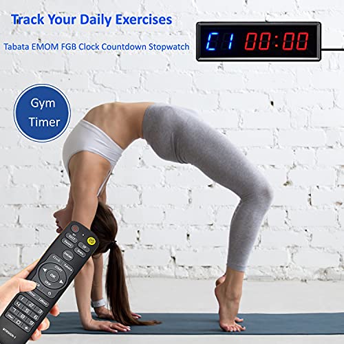 LED Gym Timer Countdown/Up Clock with Remote - Blue+Red Variation
