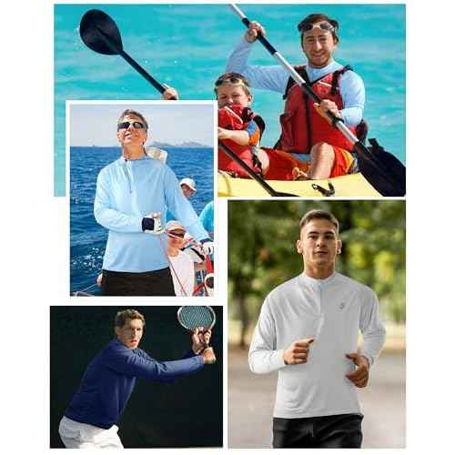 Roadbox Men's 1/4 Zip Pullover Long Sleeve, UPF 50+ UV Sun Protection Shirts, Swim Rash Guard Tops for Running Fishing