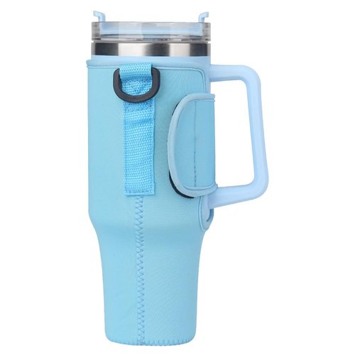 Water Bottle Carrier Bag for Stanley 40 Oz Tumbler with Handle - Adjustable Shoulder Strap -Durable Neoprene Water Bottle Holder for Outdoor Activities, for Stanley Cup Accessories, Blue