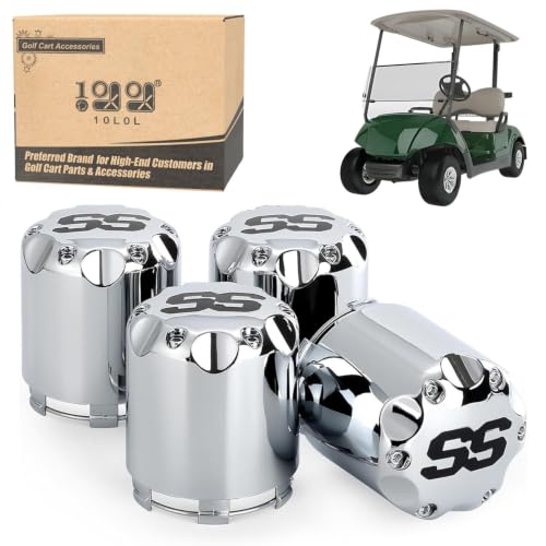 Silver Golf Cart Wheel Center Cap Cover 10L0L SS Logo Chrome 4 Pack
