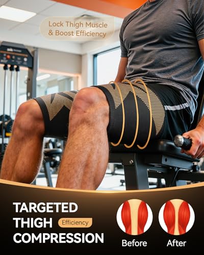 Copper-Infused Thigh Compression Sleeves - Black, Medical-Grade Support, 1 Pair