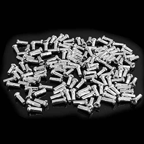 TAODAN Bike Spoke Nipple 100PCS Silver Bicycle Spoke Caps for 14G / 2mm Dia Mountain Road Bike, 12mm Long Cycling End Tip, Wheel Spoke Nipple