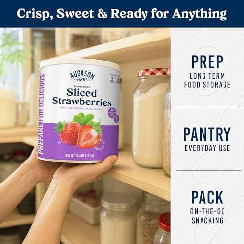 Augason Farms Freeze Dried Sliced Strawberries Can - Gluten Free Snack for Baking, Smoothies, and Emergency Storage - Healthy Individual Fruit Snacks ? 6.5 Ounces (18 Servings)