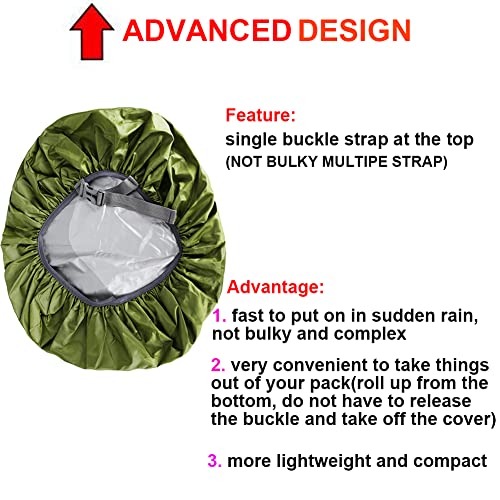 Waterproof Backpack Rain Cover 40L - Black with Anti Slip Buckle Strap for Camping Hiking