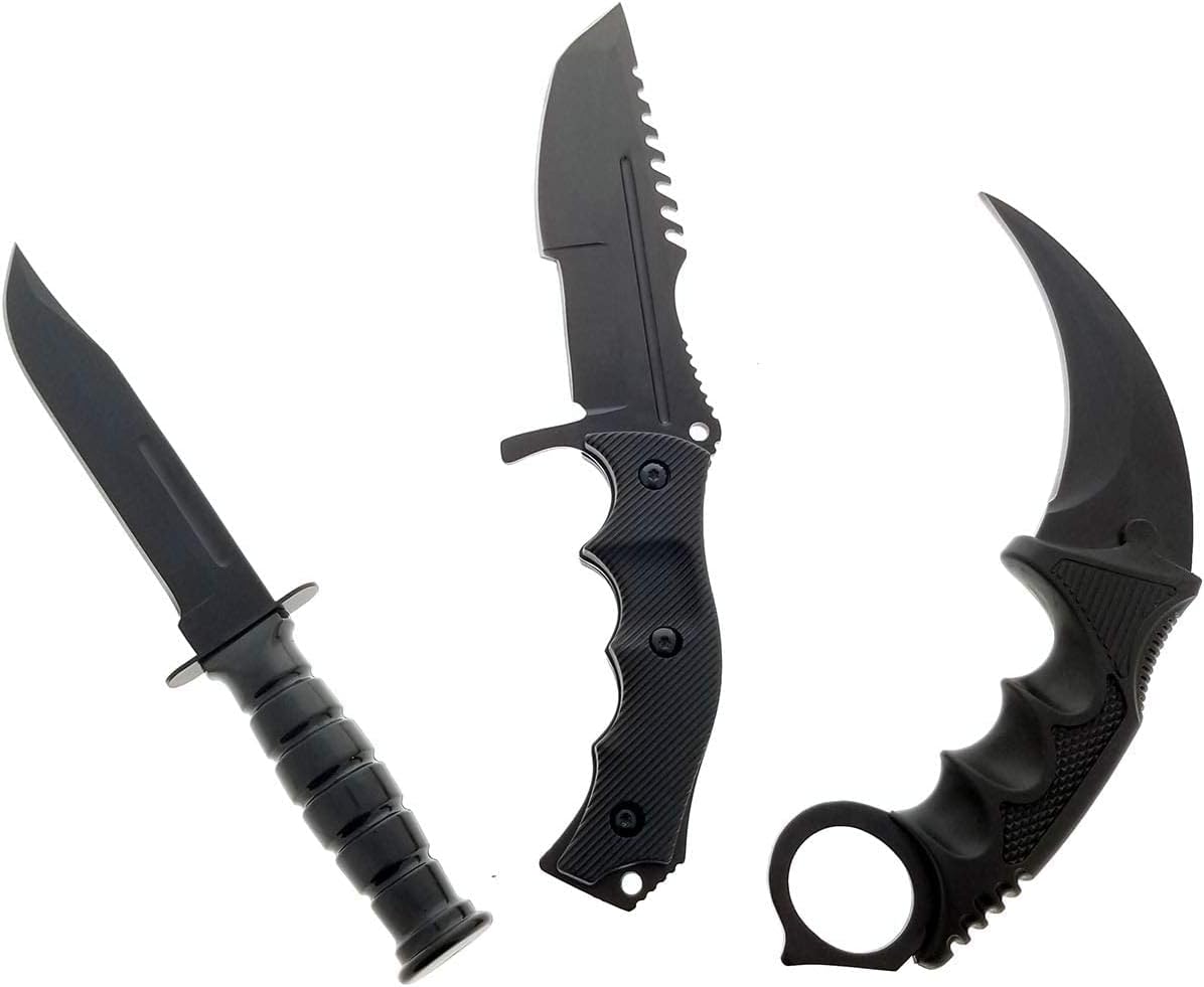 Falcon Knives CSGO Tactical Fixed Blade Set. 3 PCS Tactical Daggers. 2 Different Combo. for Collection, Gift, and Outdoors Camping Cut Ropes, Branches