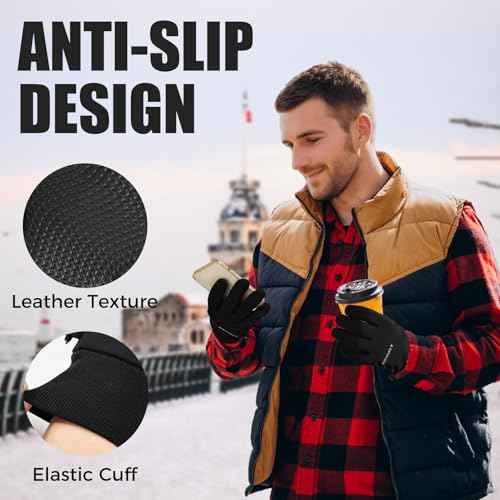 AURUZA Cycling Gloves for Men Winter Cold Weather, Windproof Winter Gloves for Men, Waterproof Touch Screen Anti-Slip Warm Gloves Liners for Cycling Biking Walking Sporting Driving X-Large