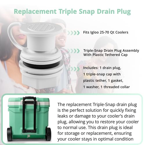 Cooler Drain Plug Replacement Kit for Igloo 25-70 Qt Ice Chests