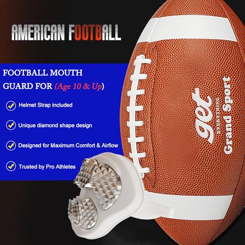 LeCool Football Mouth Guard ? Rhombic Chrome Design with Strap ? Maximum Protection & Airflow for Youth and Adult Athletes.
