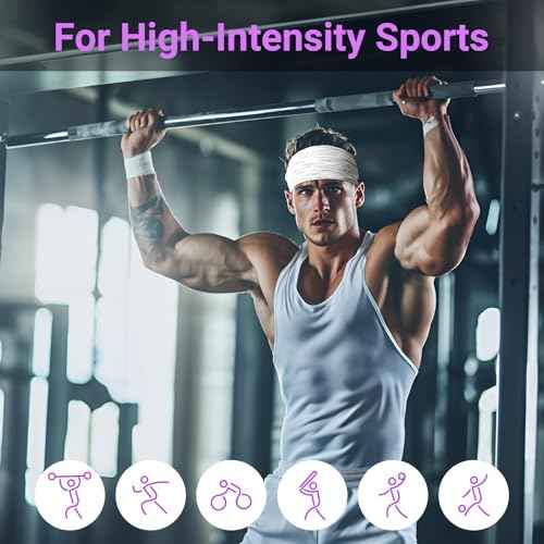 Sweatband for Men & Women, Wide Sports Headband for Running Biking Exercise, Soft & Elastic, 2 Colors Dark Gray White