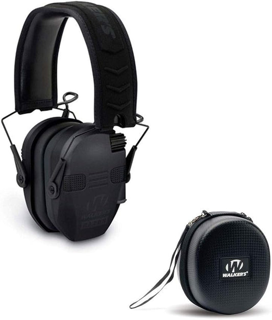 Walker's Razor Slim Electronic Bluetooth NRR 23 dB Hearing Protection Earmuffs for Outdoor/Indoor Shooting Range with Shockproof Carrying Case, Black