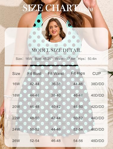 Plus Size Tankini Swimsuit for Women 2026 Polka Dots Hide Belly Bathing Suit - 18 Plus
