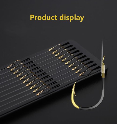 Dyxssm Small Fishing Hooks with Line, Pre Tied Tiny Fishing Hook on Nylon Line (Pack of 20) (Black Gold, 6# (7.7lb-11lb))