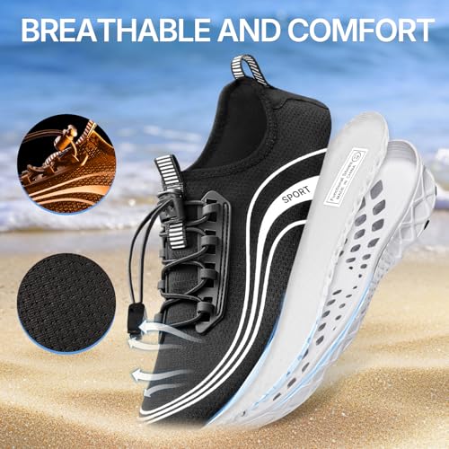 Water Shoes for Women Men Swimming Quick-Dry Barefoot - Black 9 Women / 7.5 Men