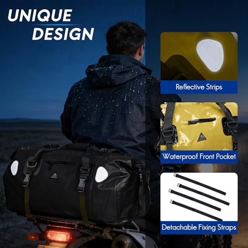 Yellow Waterproof 70L Duffel Bag with Quick-Release Mounting Straps