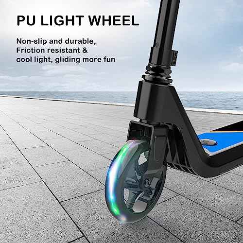 Electric Scooter for Kids Age 6-10, Kick-Start Boost Scooter with Adjustable Speed and Height, Flash Wheel & Deck Lights