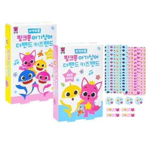 Baby Shark Family Kid Friendly First Aids 32pcs Character Pattern Bandages 3 Mixed Type : 2 Packs (16pcs x 2)