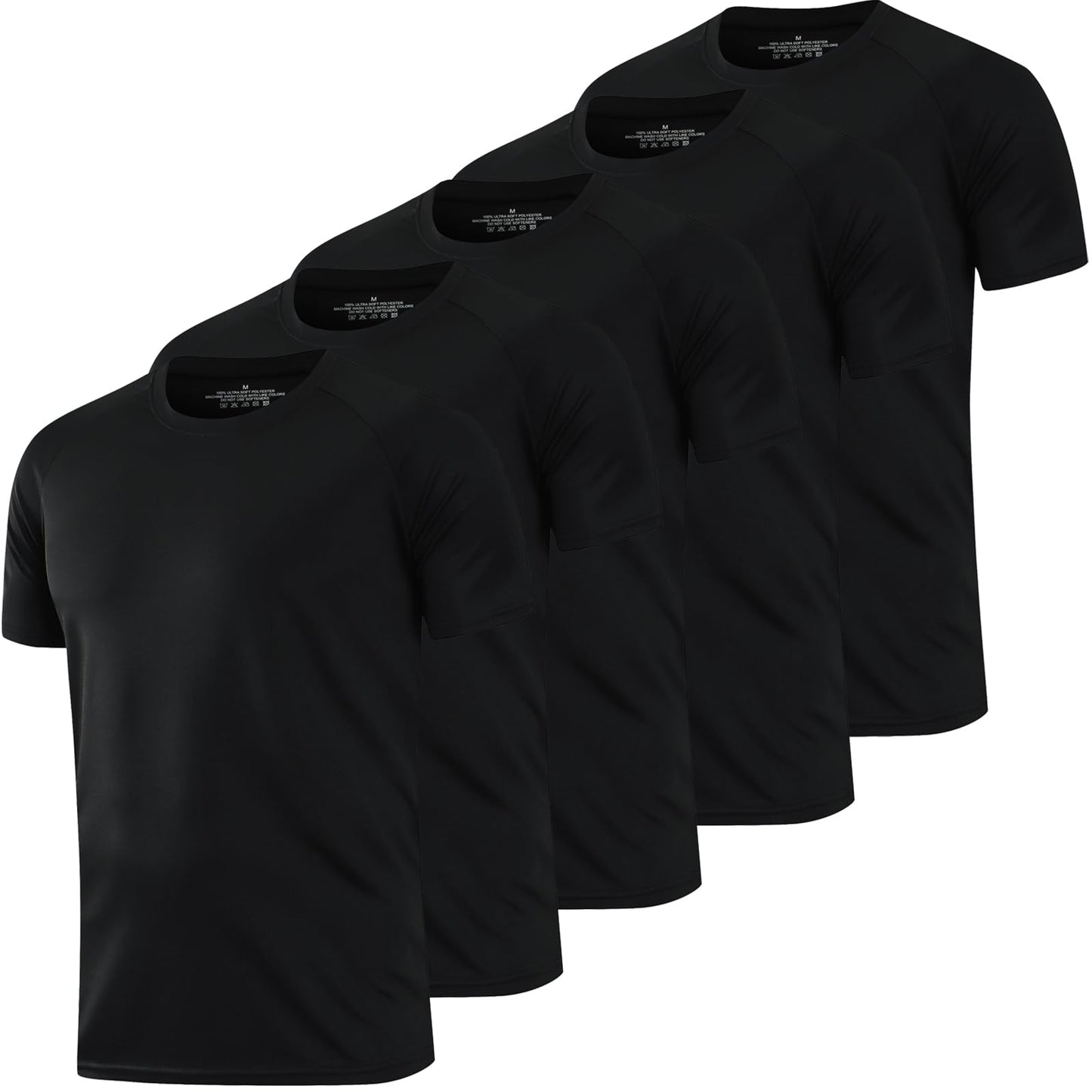 HovSiyla 5 Pack Running Shirts Men Sport Tops Dry Fit Gym Wicking Athletic T Shirts Breathable Cool Workout Shirts Black L