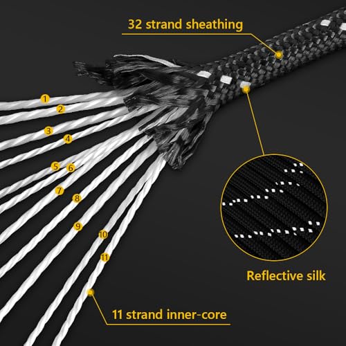 Reflective Paracord Rope 100FT Purple 4MM for Camping Hiking Tying & DIY
