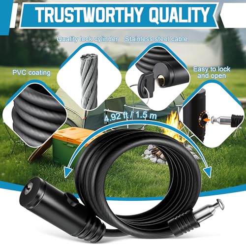 Saillong 2 Packs Cooler Lock Bracket with Security Cable Lock, Cooler Tie Down Kit, 4.92 FT Ice Chest Padlock for Secure Mid to Large Size Thermal Box to Trailer Deck Boat