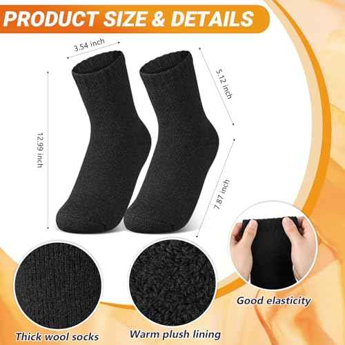 Sintege 2 Pairs Winter Thermal Fuzzy Socks Heated Thick Insulated Socks Men Women for Ski Hiking