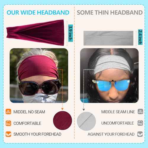 RITOPER Workout Headbands for Women Non Slip, 3.9 Inch Wide Stretchy Sports Sweatbands, Buttery Soft Thick Black Head Band for Running, Cycling, Yoga, Fitness£¬Daily Use