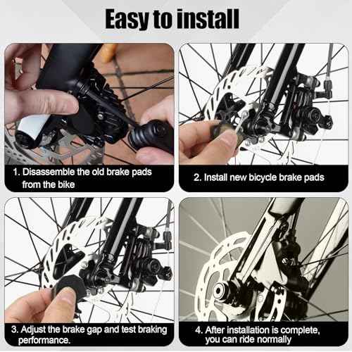 4 Pairs Bike Brake Pads, Excellent Performance Mountain Bike Disk Brake Pads Replacement Compatible with Giant DA6 DA7 DA8, for Formula The One ORO K18 K24