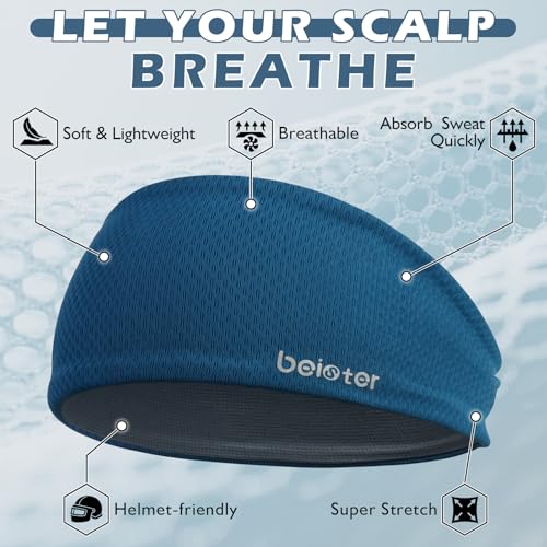 Blue2 Premium Sweat Wicking Headband for Men & Women - Non-Slip Workout Sports Band