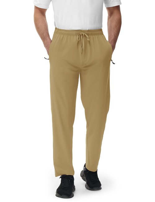 TBMPOY Men's Hiking Pants Lightweight Quick Dry Athletic Pants Stretch Casual Water Resistant Travel Pants 3 Zipper Pockets(KI,M) Khaki