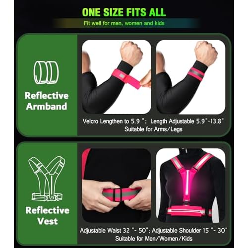 LED Reflective Vest Running Gear Set,USB Rechargeable Light Up Running Vest for Runners Night Walking with Waterproof Phone Bag,High Visibility Armband,Adjustable Waist&Shoulder for Men Women