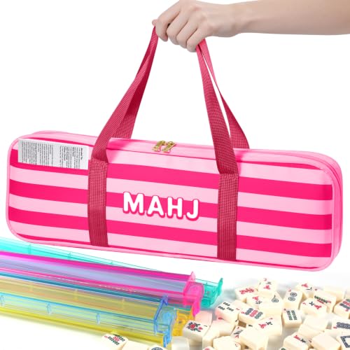 Mahjong Rack Storage Bag with 4 Compartments and Front Pocket - Red