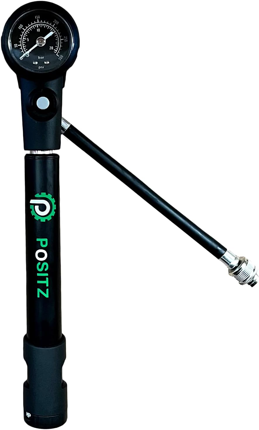 MTB High Pressure Suspension Shock Pump (300 PSI Max) for Mountain Bike Forks & Rear Suspension Systems with Easy Attach Nozzle for Maximum Pressure