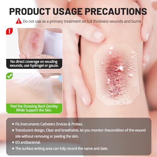 Transparent Film Dressing 2.3x2.7 inch 50 Packs Waterproof Clear Bandages for Swimming, Showering, Post Surgical, IV Shield, Tattoo Aftercare Bandages Shower Shield Wound Cover