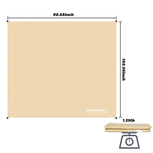 YEEKORO Tent Footprint, 210D Oxford Cloth Camping Tent Tarp, PU 3000 Waterproof Ground Sheet Mat for Tent, Backpacking, Hiking, Beach (102"x91"inch)