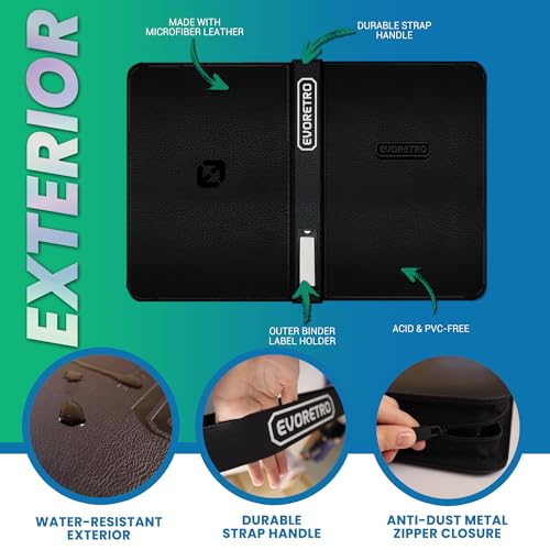 EVORETRO 4 Pocket Top Loader Card Binder Without Window - 96 Slots, Travel Safe