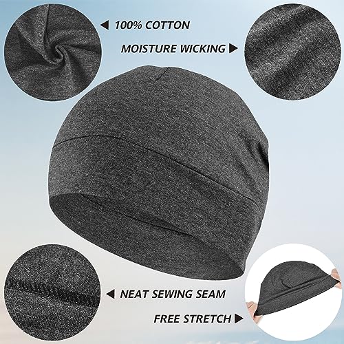 Headshion Cotton Skull Caps for Men Women,2-Pack Lightweight Beanie Sleep Hats Breathable Helmet Liner