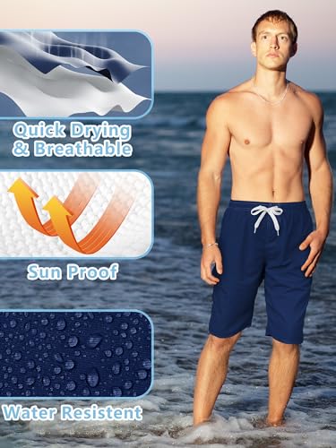 Men's Swim Trunks Large Navy Blue Quick Dry Waterproof Beachwear