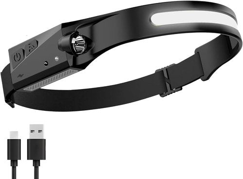 Grip XPE LED Headband Light - 220 Lumens - 5 Modes - 180 Degrees - Motion Sensor Activated - Water Resistant - Running, Camping, Hiking, Auto