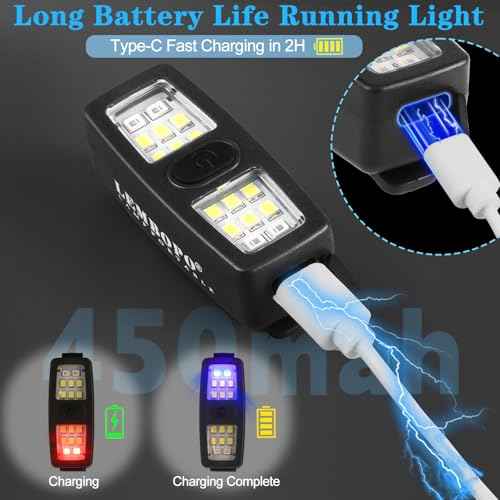 Small Rechargeable EDC Flashlight, Clip on Running Lights Gift for Runners, Safety Bike Lights for Dog Walking at Night, Hands Free Running Accessories Gear for Women Men
